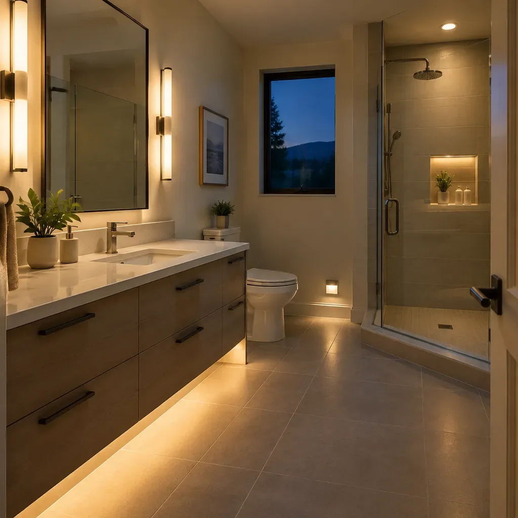 How Can a Bathroom Remodel Improve Night Lighting Near Shoup Ave and Vanowen St in West Hills?
